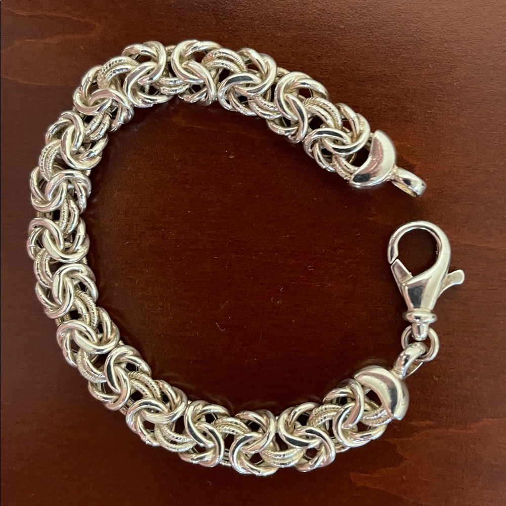 * Price Firm* Sterling Silver Byzantine Bracelet 7” - Picture 2 of 14